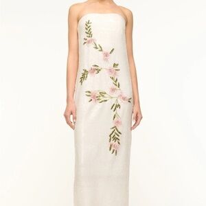 STAUD Casey Dress in Magnolia - White Floral Embroidered (new & never worn!)